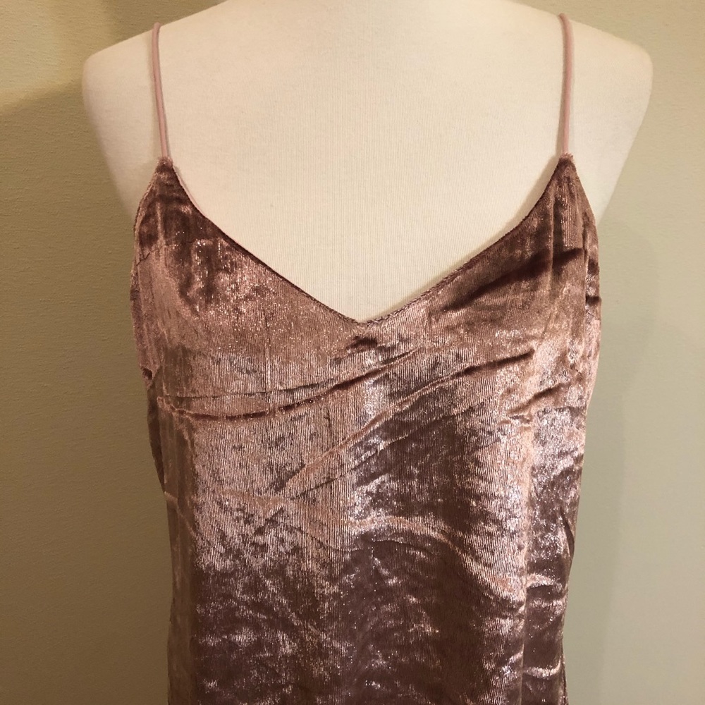 NWT Topshop Glam Pink Velvet Spaghetti Strap Dress - Picture 5 of 12